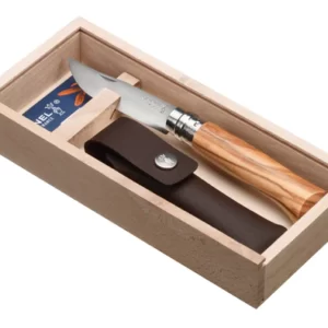 Opinel No.8 Olive Classic Originals Knife with Sheath Gift Set